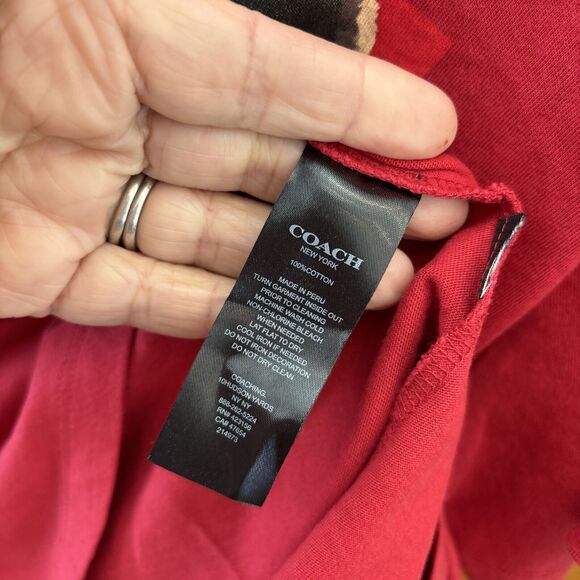 Coach X Richard Bernstein T shirt L Cherry Red Short Sleeve Cotton Pullover Logo - Picture 7 of 10